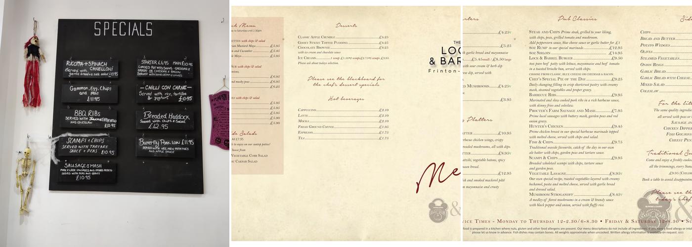 The Lock & Barrel Menu