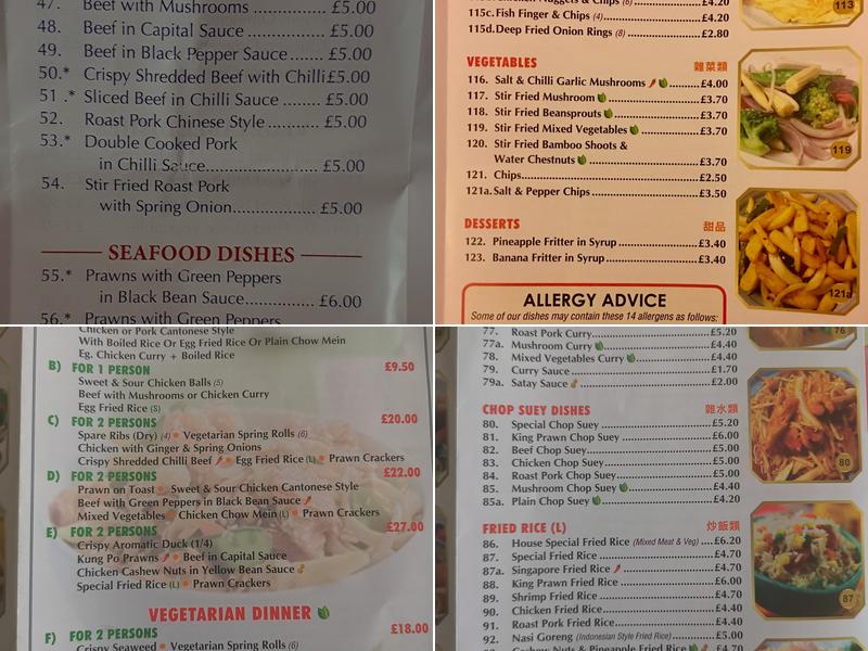 Phoenix House Chinese Takeaway Menu