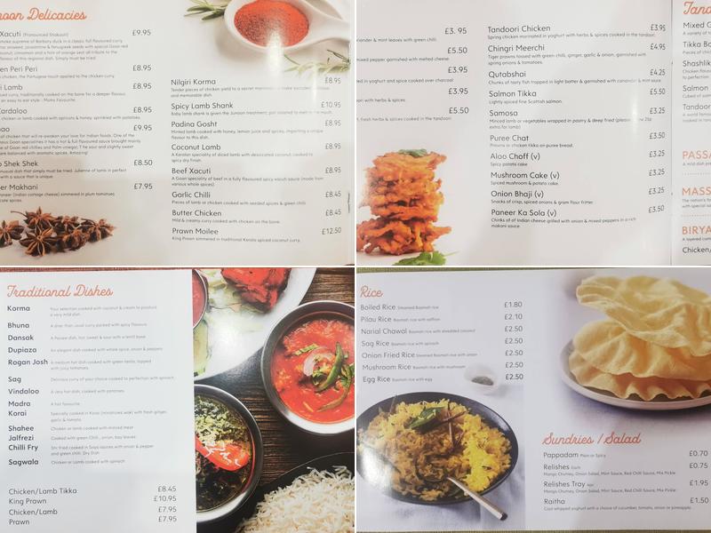 Junoon helsby Menu