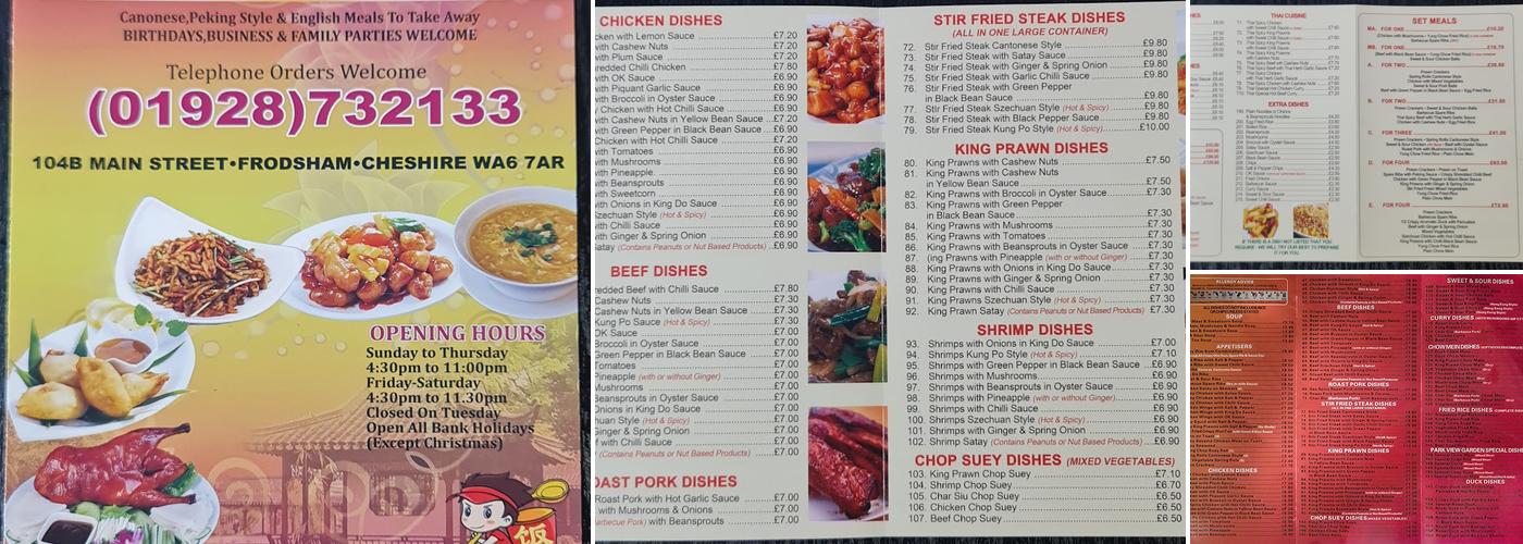 Park View Garden Menu