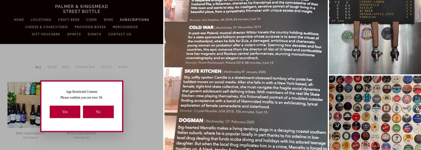 Palmer Street Bottle Menu