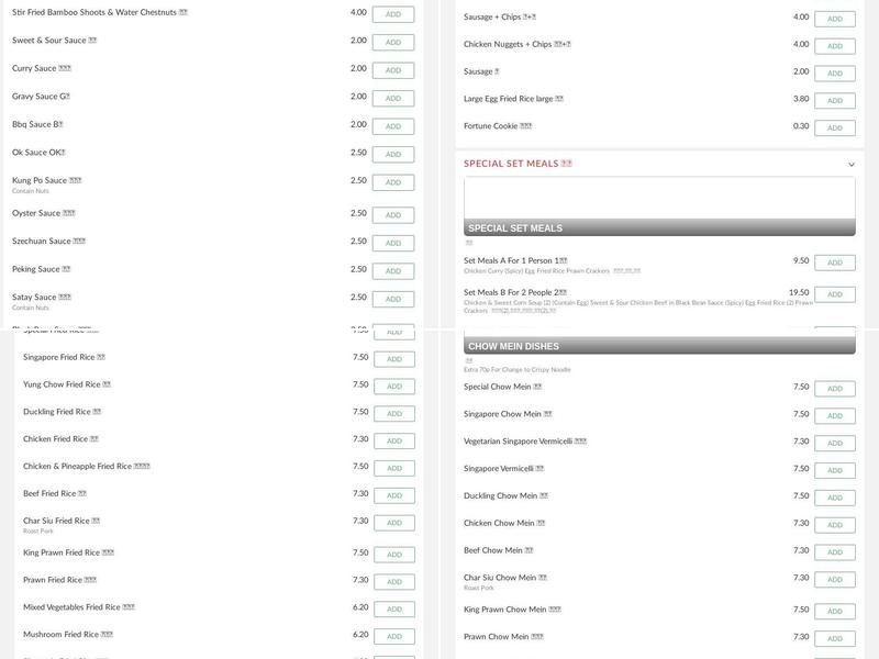 Empire Chinese Takeaway Menu