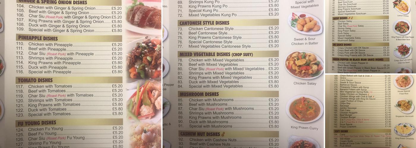Lees Chinese Takeway Menu