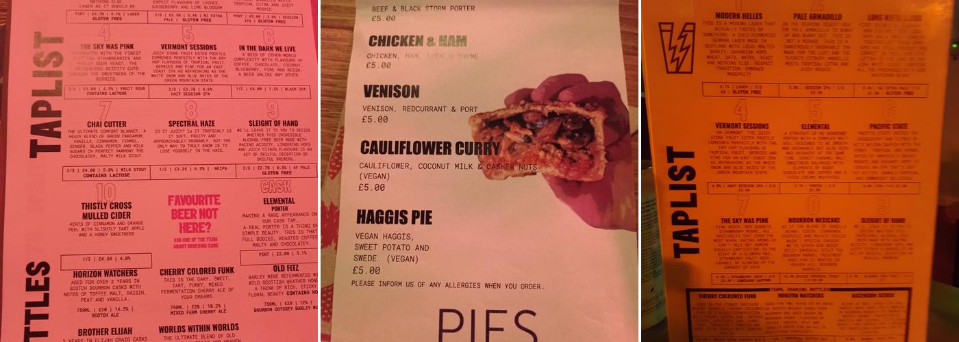 Tempest Brew Co Menu