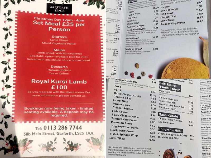 Garforth Spice Menu