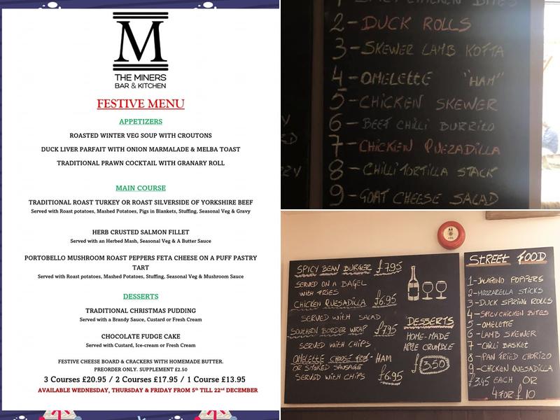 The Miners Bar & Kitchen Menu