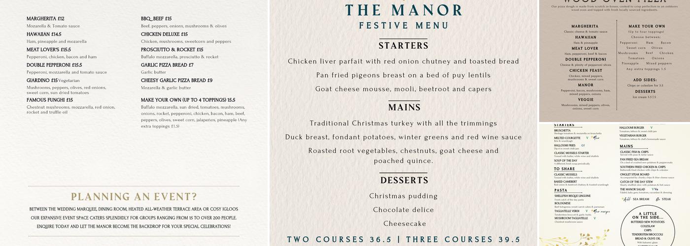 The Manor Bar & Restaurant Menu