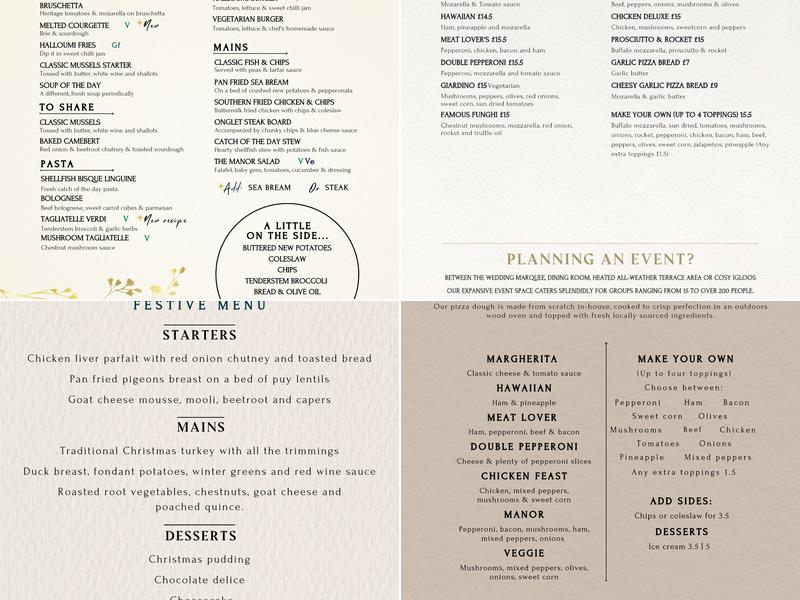 The Manor Bar & Restaurant Menu