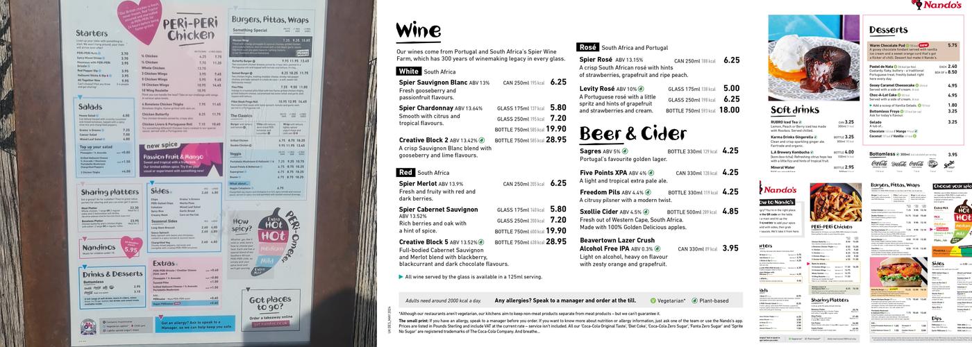 Nando's Speke - New Mersey Menu