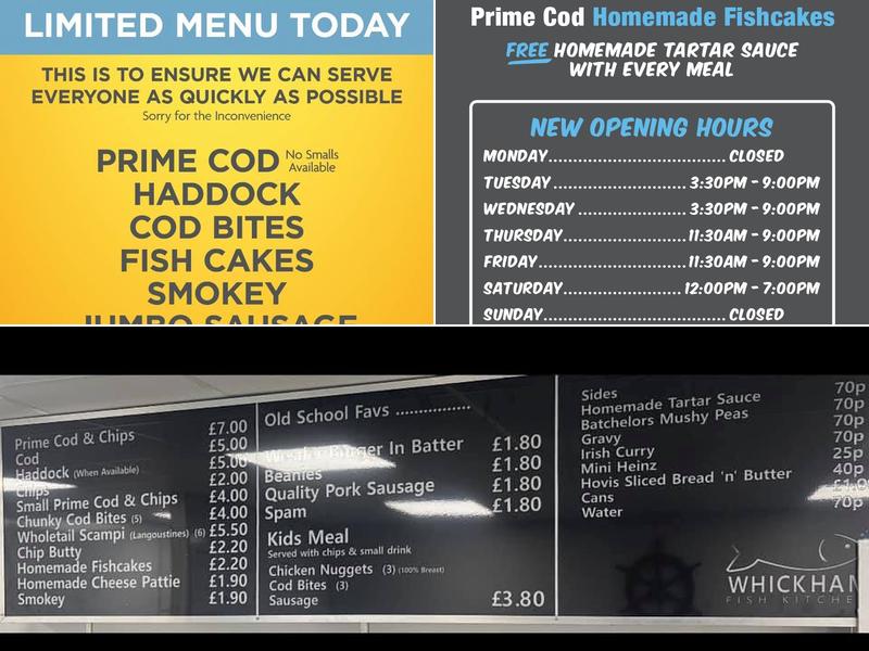 Whickham Fish Kitchen Menu