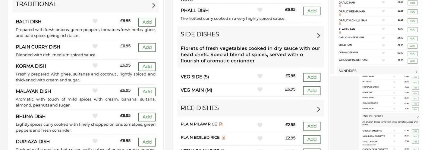 MOTI MAHAL TANDOORI TAKEAWAY Menu