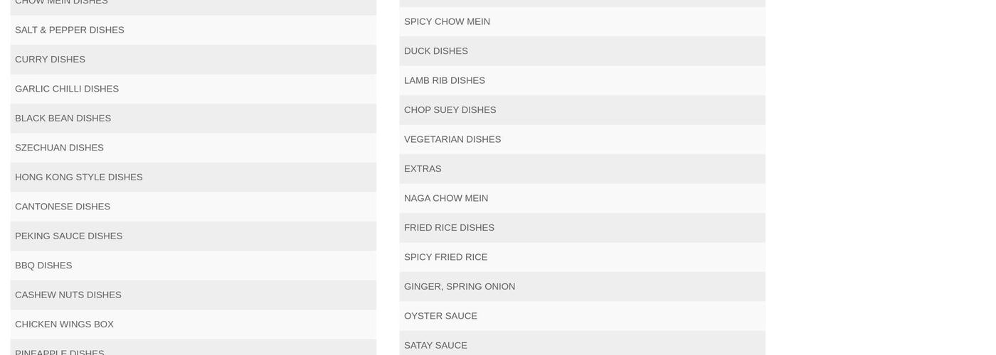 Park Lane Chinese Take Away Menu