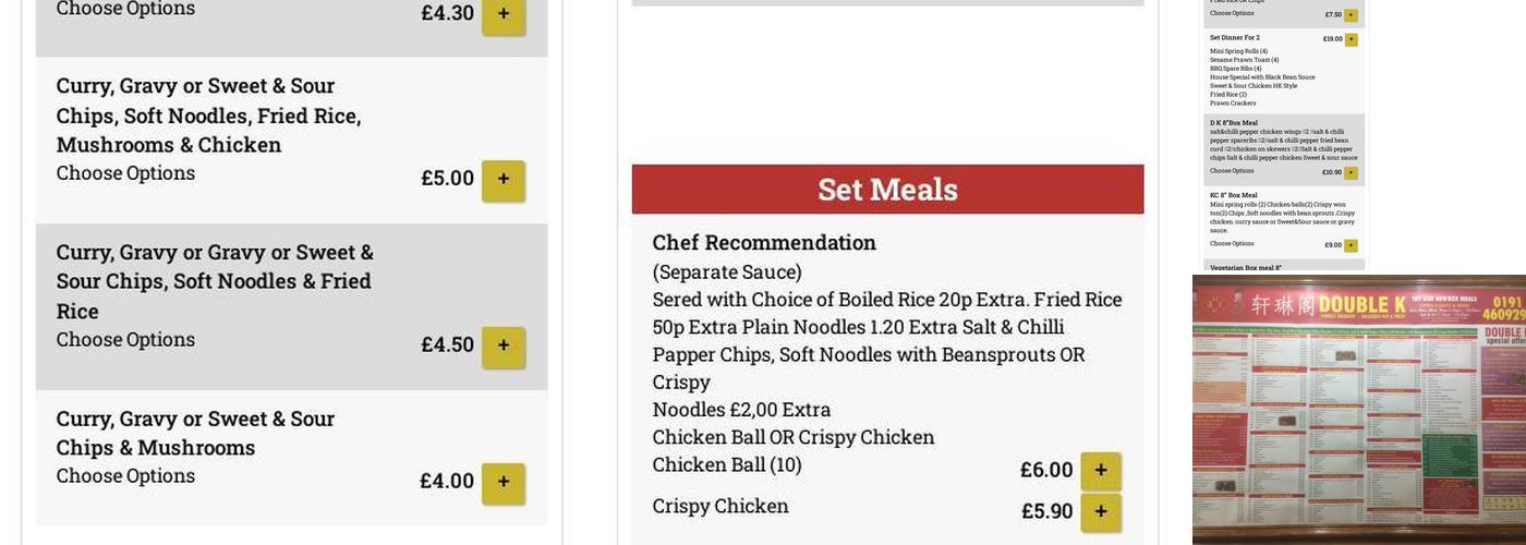 Double K Chinese Takeaway Menu