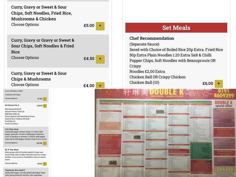 Double K Chinese Takeaway Menu