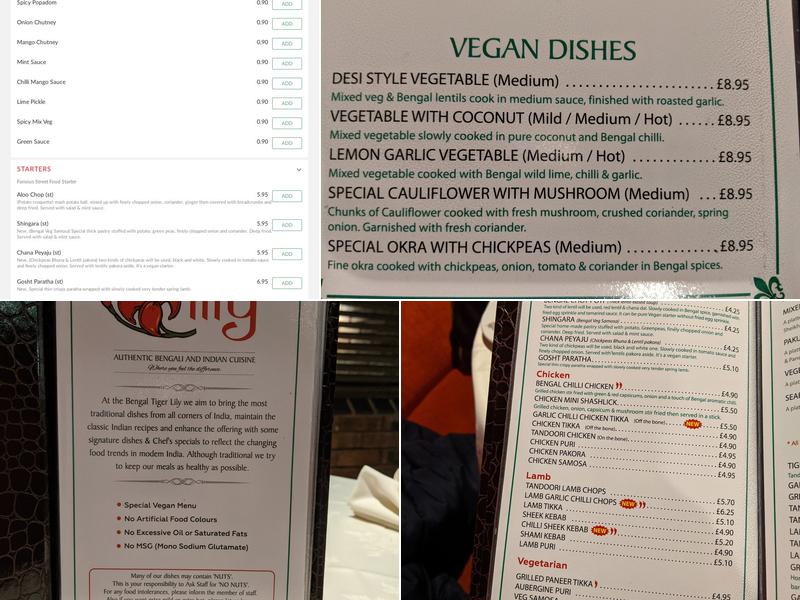 Bengal Tiger Lily Menu