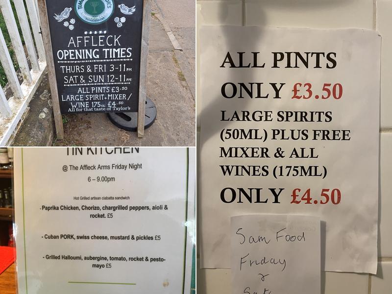 Affleck Arms Dalham Menu