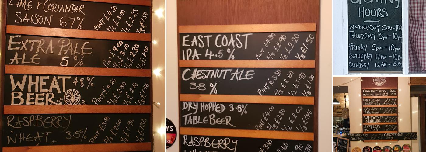 Munsons Brewery @ The Chequers Menu