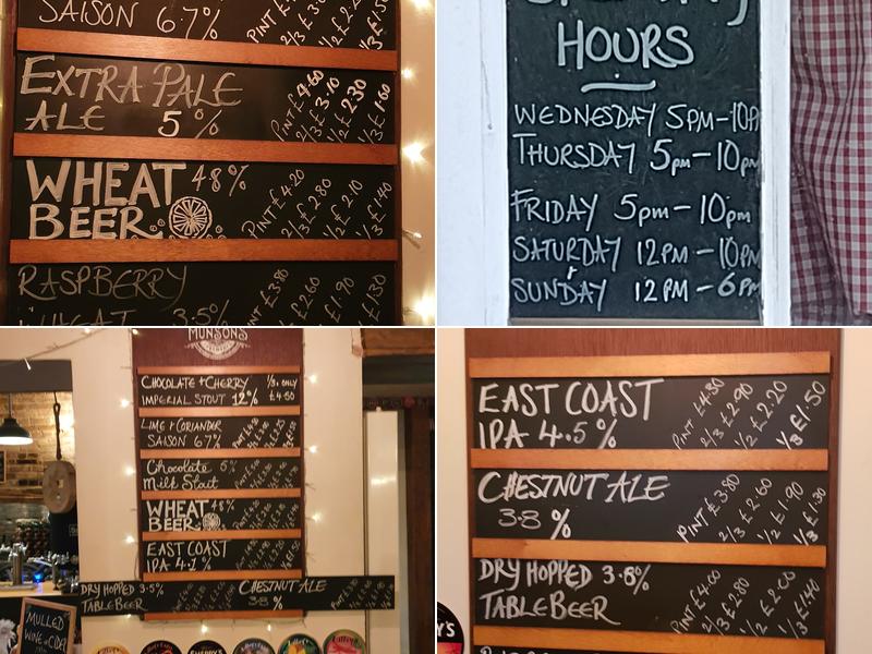 Munsons Brewery @ The Chequers Menu