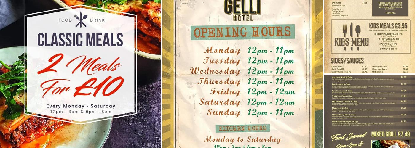 The Gelli Hotel Menu