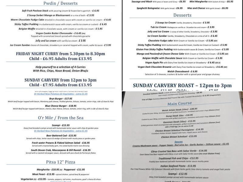 Bryn Arms Menu
