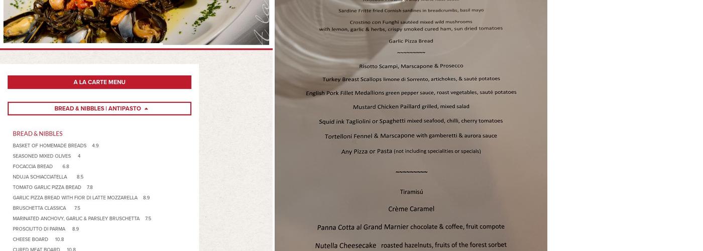 Luna Rossa Menu