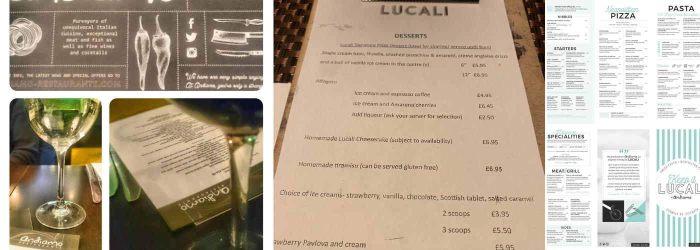 LUCALI by Andiamo Menu