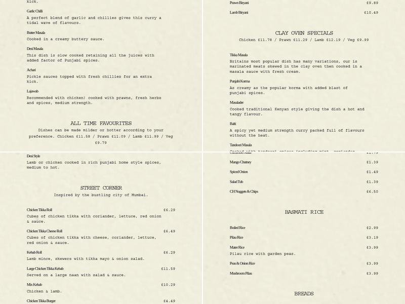 Clay Oven Tandoori giffnock Menu