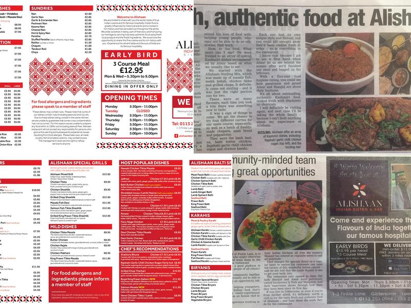 Alishaan Indian Bistro Menu