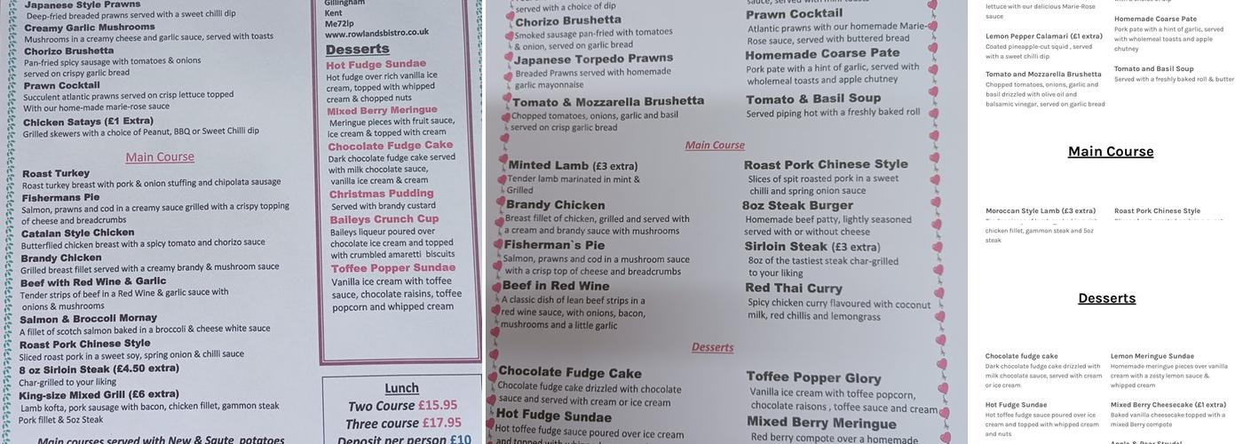 Rowlands Bistro Menu