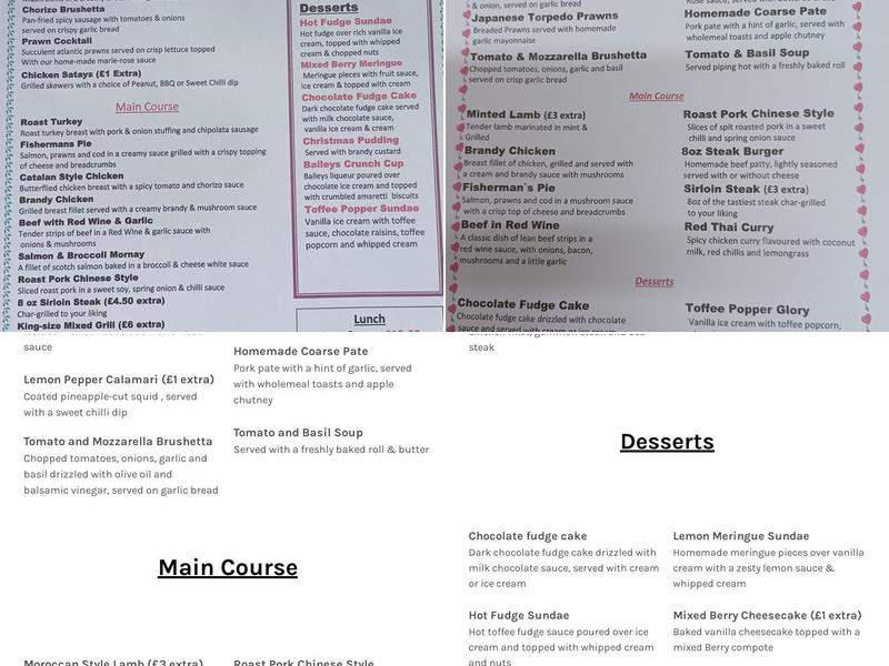Rowlands Bistro Menu