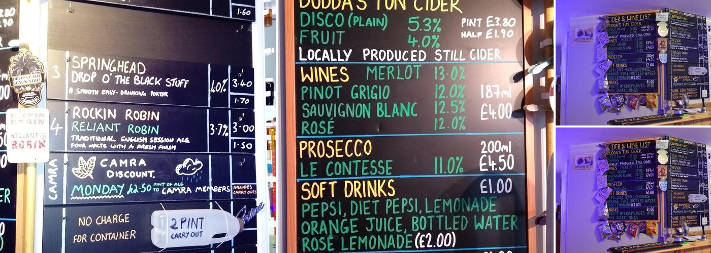 Prince Of Ales micropub Menu