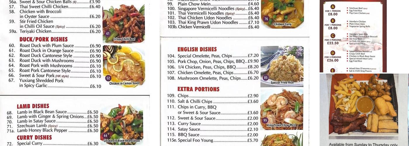 Parkwood Chinese takeaway Menu