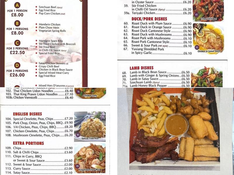 Parkwood Chinese takeaway Menu