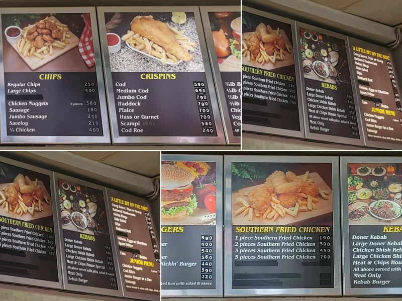 Crispins Fish Bar Menu