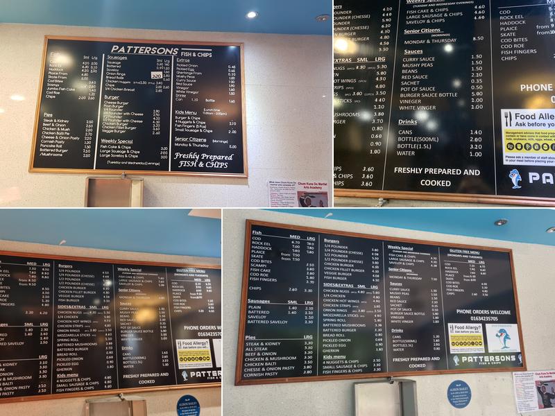 Pattersons Fish & Chips Menu