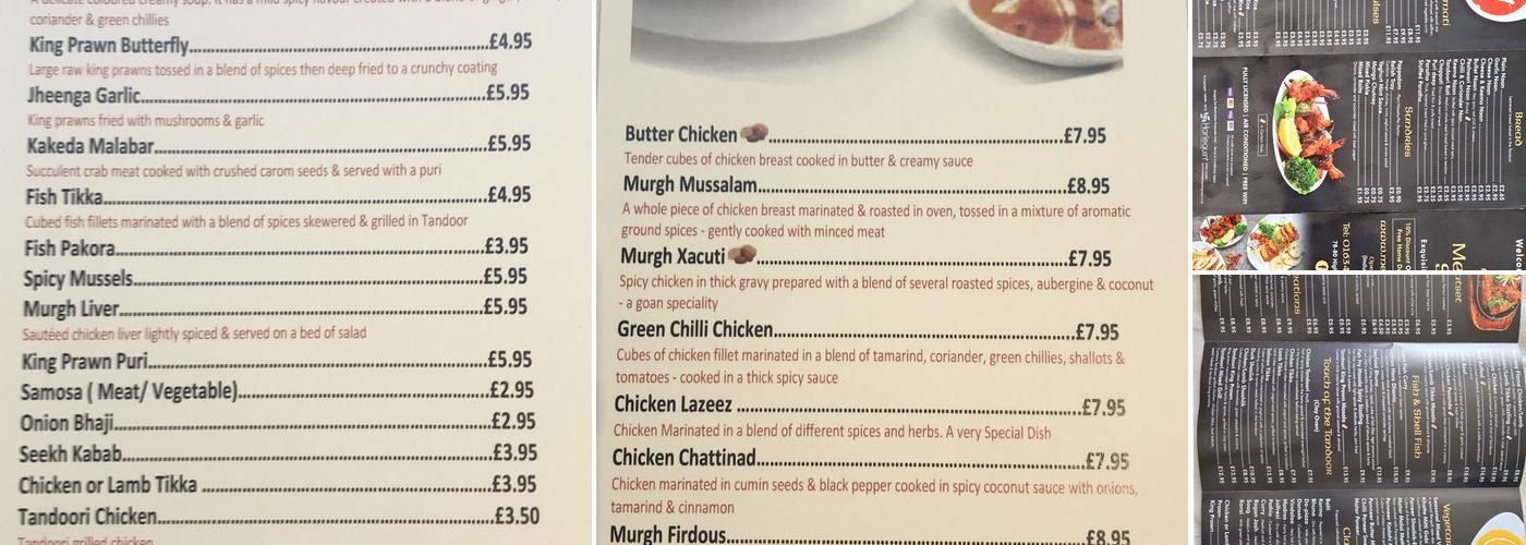 Meridian Spice Menu