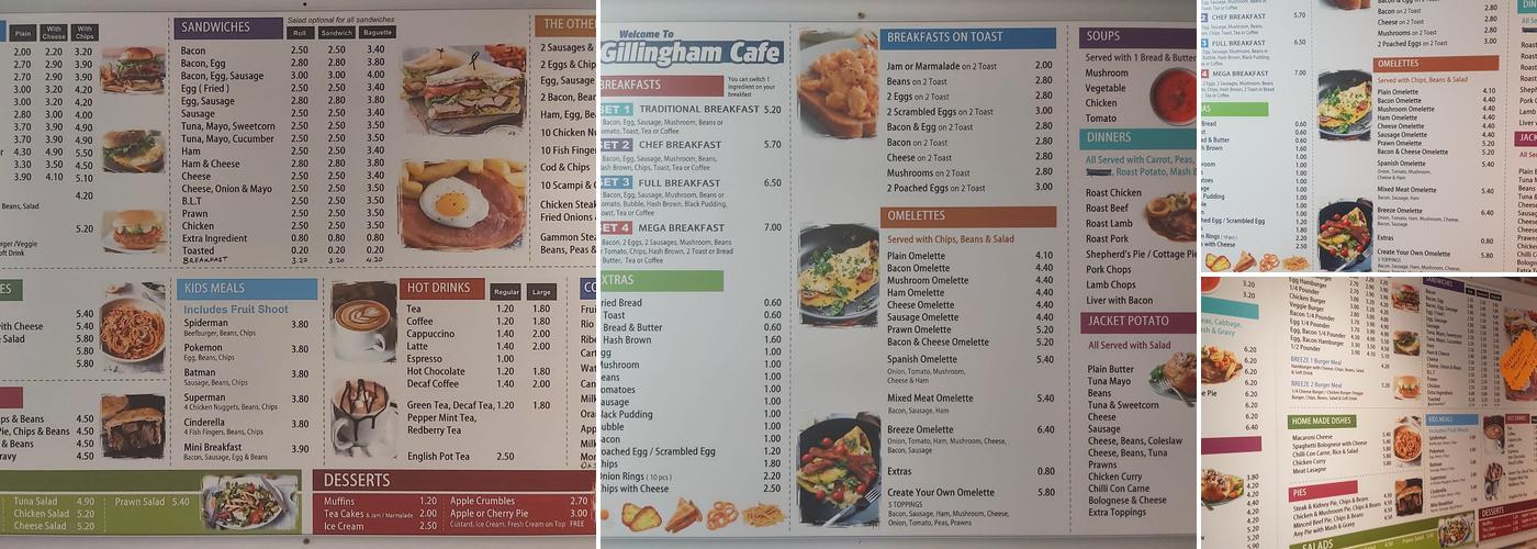 Gillingham Cafe Menu
