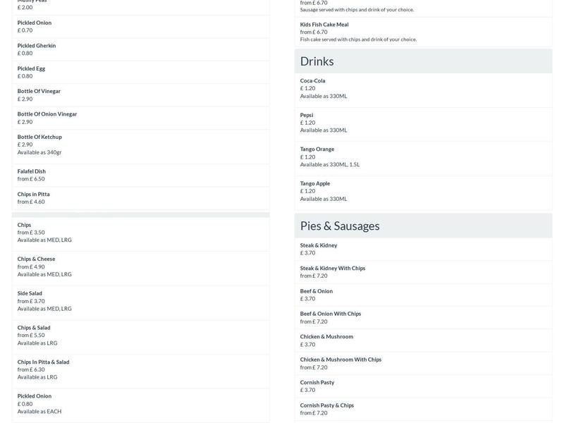 Quality Kebab & Fish Bar Menu