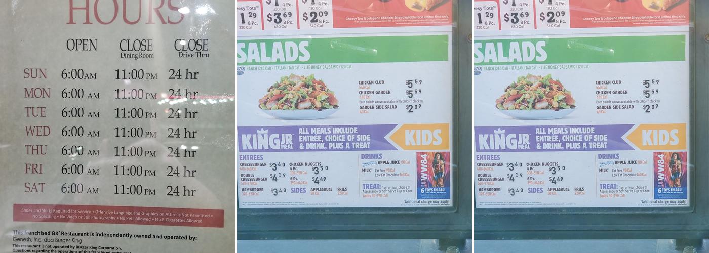 Burger King Menu