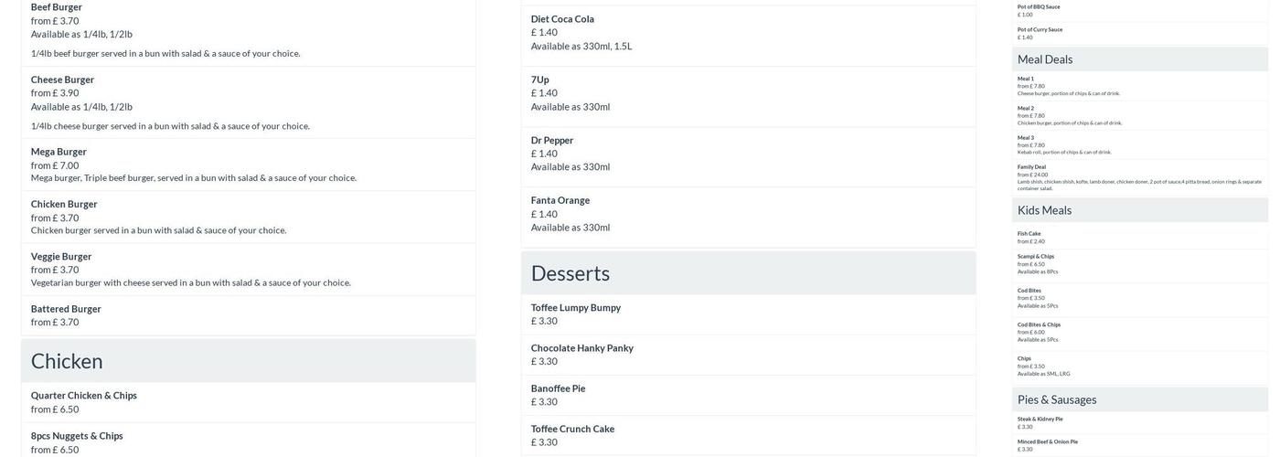 Anatolia Kebab & Fish Bar Menu