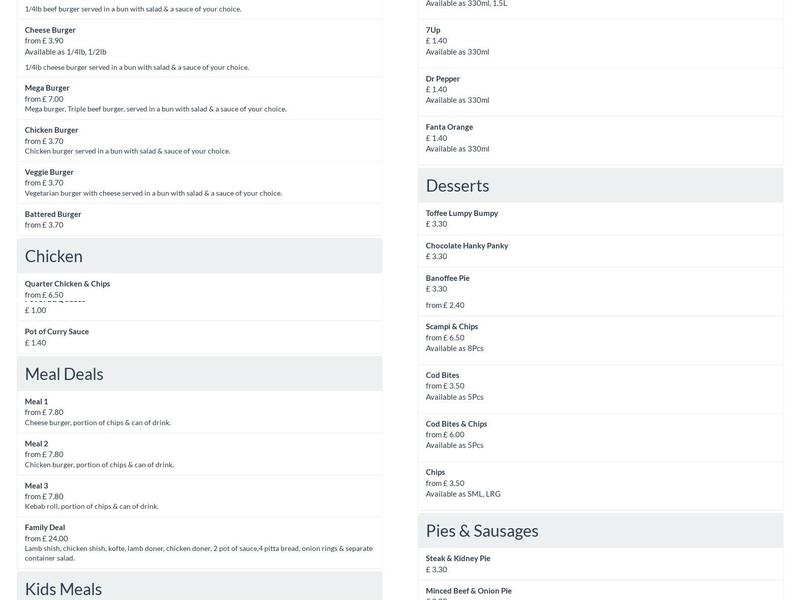 Anatolia Kebab & Fish Bar Menu