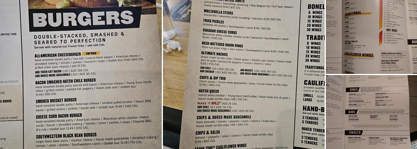 Buffalo Wild Wings Menu