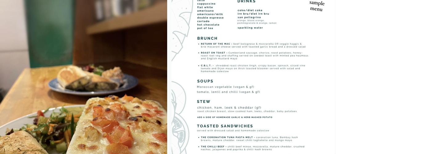 Soup's On and the cake lady Menu