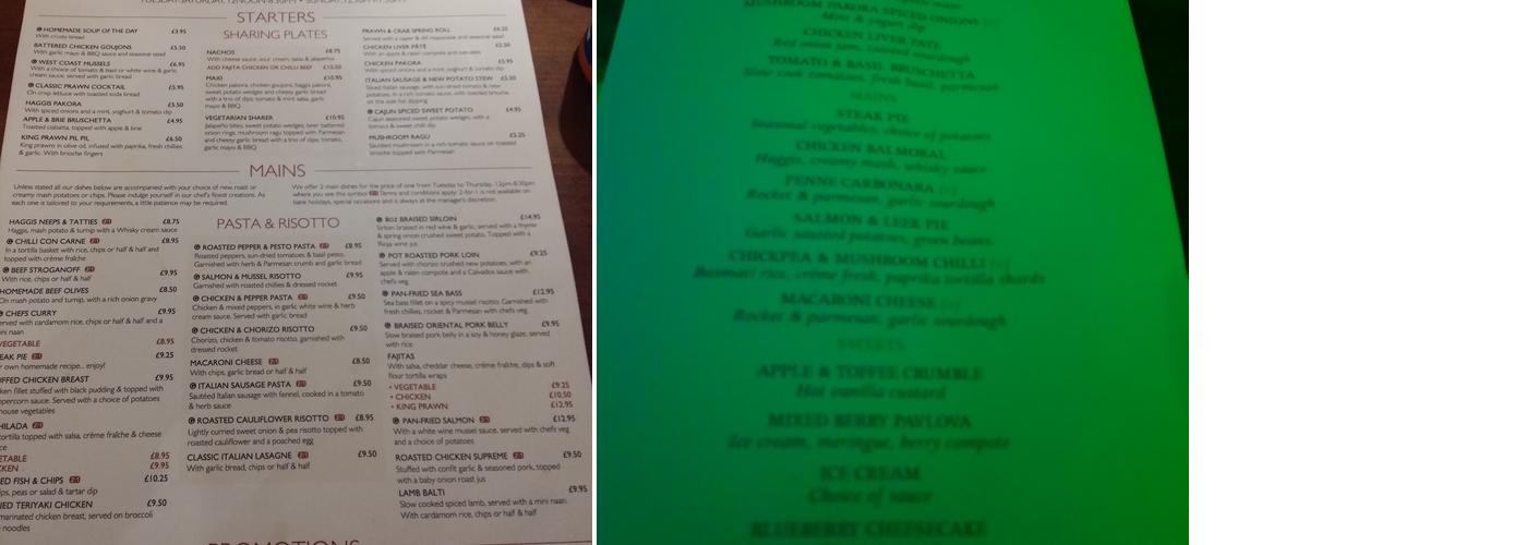 The Croft Bar & Restaurant Menu