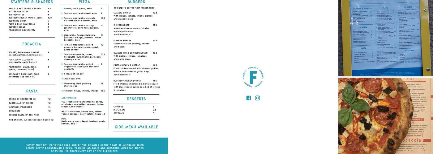 Fullbacks Pizza Bar Menu