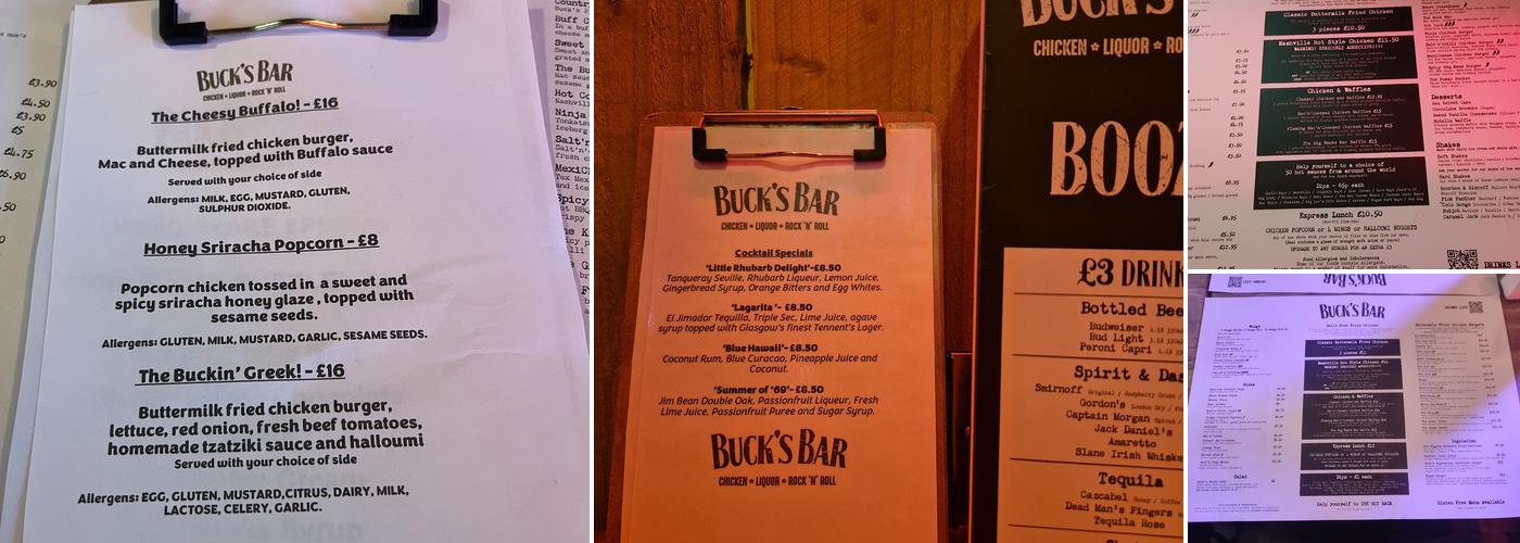 Buck’s Bar Southside Menu