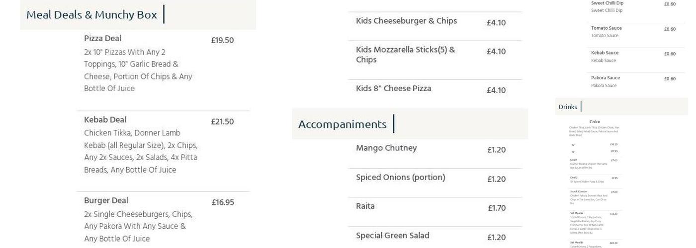 Tandoori Choice Glasgow Menu