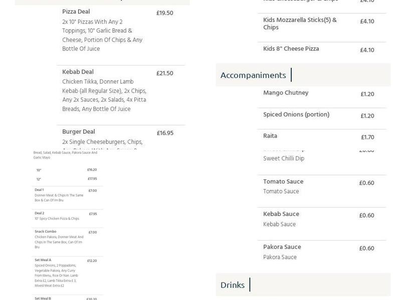 Tandoori Choice Glasgow Menu