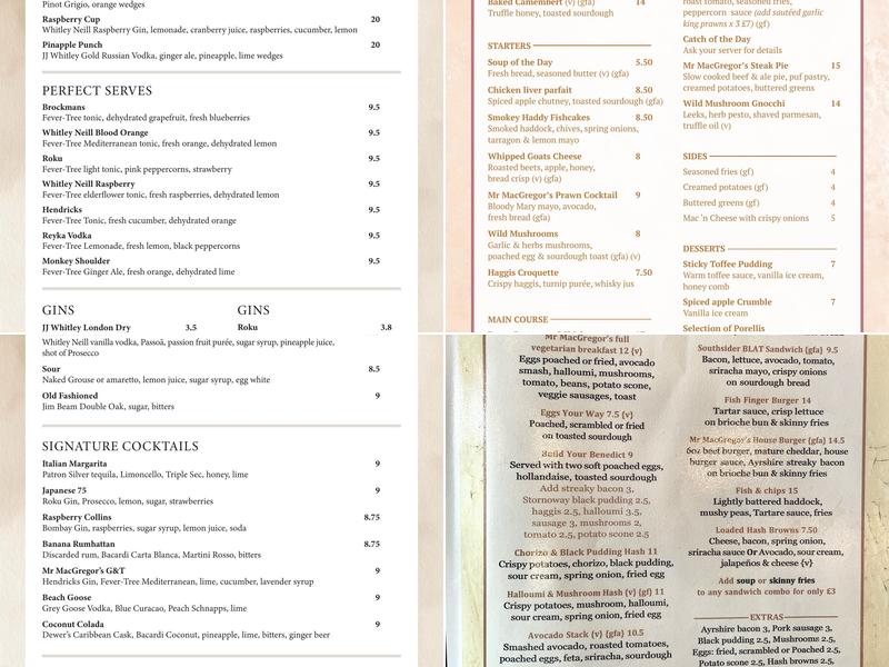 Mr MacGregor's Menu