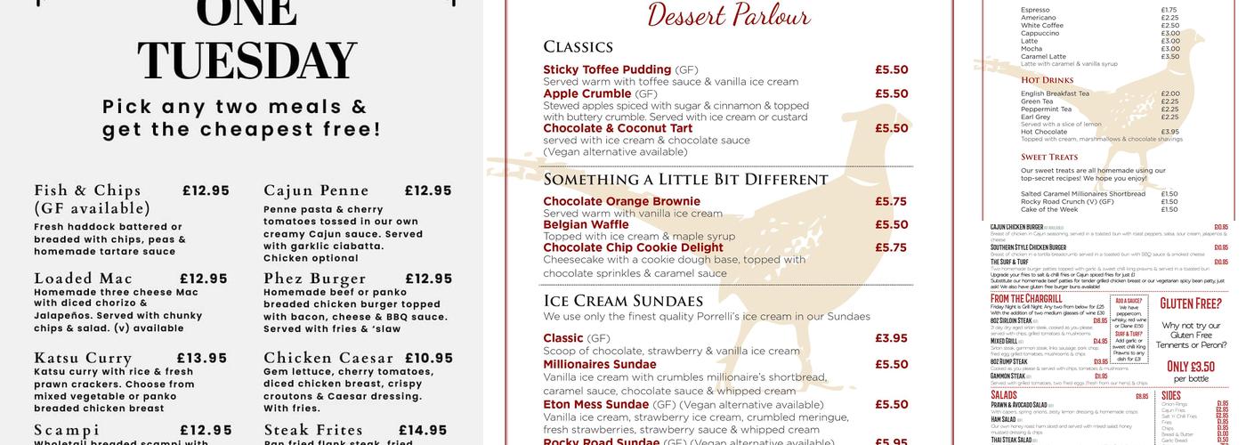 The Golden Pheasant Menu